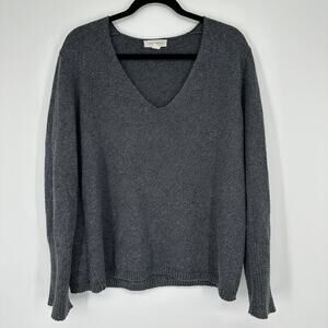 Treasure & Bond Textured Grey V-Neck Long Sleeve Pullover Sweater Womens Small